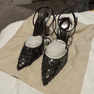 Zara Sequin Strappy Heels